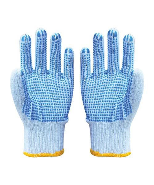 Unisex White And Red Cotton Dotted Hand Gloves